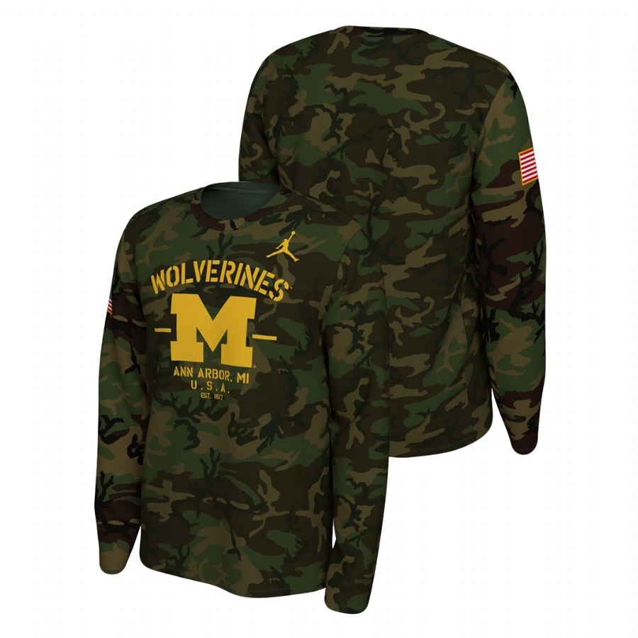 Michigan Wolverines Men's NCAA Camo Veterans Day 2019 Legend Long Sleeve College Football T-Shirt BQA2449JD